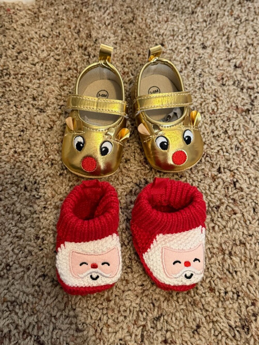 Holiday Baby Shoes Lot Bundle Santa Booties and Rudolph Reindeer Dress Shoes 0-6